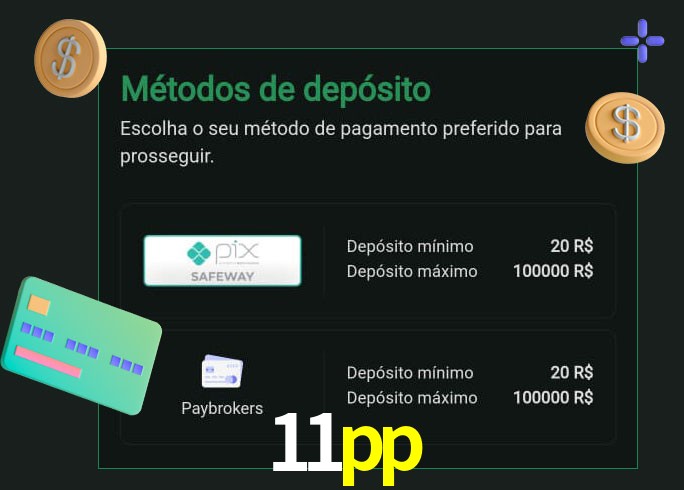 O cassino 11pp oferece uma grande variedade de métodos de pagamento